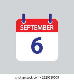 Flat icon 6th of September solated on gray background. Vector illustration.