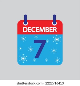 Flat icon 7th of December snowflakes solated on gray background. Vector illustration.