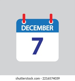 Flat icon 7th of December solated on gray background. Vector illustration.