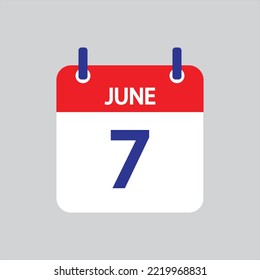 Flat icon 7th of June solated on gray background. Vector illustration.