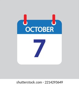 Flat icon 7th of October  solated on gray background. Vector illustration.