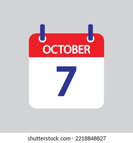 Flat icon 7th of October solated on gray background. Vector illustration.