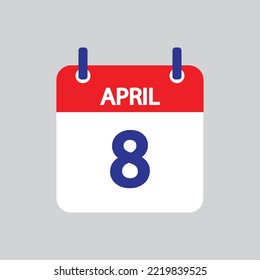 Flat icon 8th of April solated on gray background. Vector illustration.