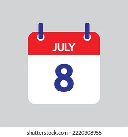 Flat icon 8th of July solated on gray background. Vector illustration.