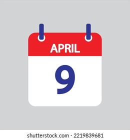 Flat icon 9th of April solated on gray background. Vector illustration.