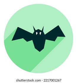 icono plano de murciélago abstracto. icono verde de estilo plano con murciélago volador abstracto de sombra larga. icono de halloween. icono del navegador web.
