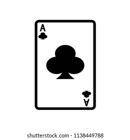 Flat icon ace of clubs isolated on white background. Vector illustration.