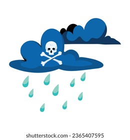 Icono plano de la lluvia ácida 