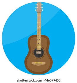 Flat icon acoustic guitar vector. Classical guitar illustration