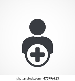 Flat icon of add friend. User profile sign web icon with plus glyph. Vector illustration design element