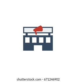 Flat Icon Advertising Agency Element. Vector Illustration Of Flat Icon Building Isolated On Clean Background. Can Be Used As Advertising Agency And Building Symbols.