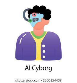 Un icono plano de ai cyborg 