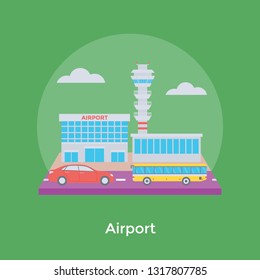 Flat icon of an airport 