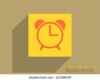 Flat icon of alarm clock