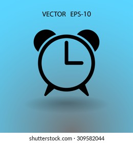 Icono plano del reloj despertador