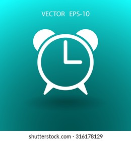 Flat icon of alarm clock