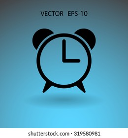 Flat icon of alarm clock