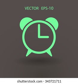 Flat icon of alarm clock