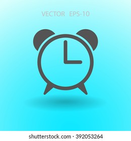 Flat icon of alarm clock