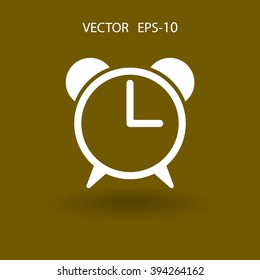 Flat icon of alarm clock