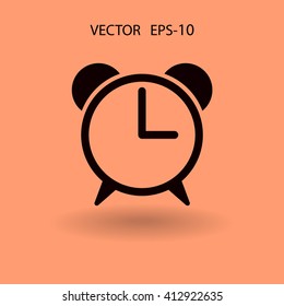 Flat icon of alarm clock