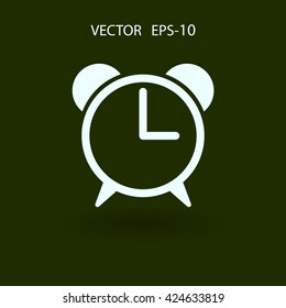 Flat icon of alarm clock
