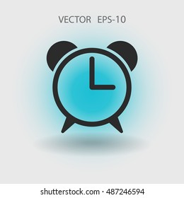 Flat icon of alarm clock