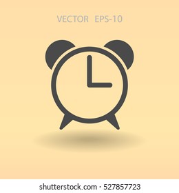 Flat icon of alarm clock. vector illustration