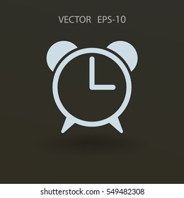 Flat icon of alarm clock. vector illustration