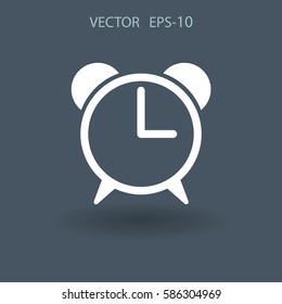 Flat icon of alarm clock. vector illustration