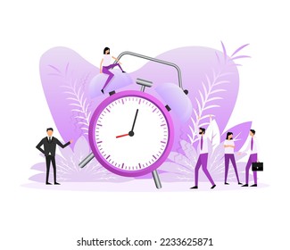 Flat icon with alarm people. Message notification. Calendar reminder