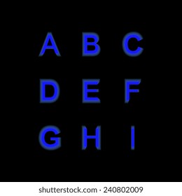 Flat icon alphabet from A-I