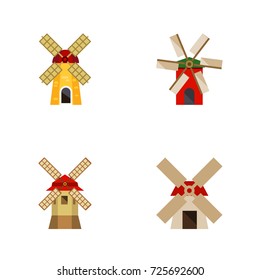 Flat Icon Alternative Set Of Turbine, Propeller, Power And Other Vector Objects. Also Includes Ecology, Windmill, Farm Elements.