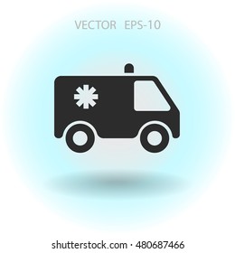 Icono plano de la ambulancia