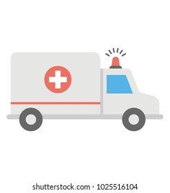 
Flat icon of ambulance with red flasher concept of emergency.  
