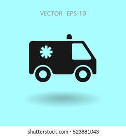 Flat  icon of ambulance vector illustration