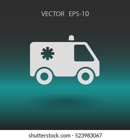 Flat  icon of ambulance vector illustration