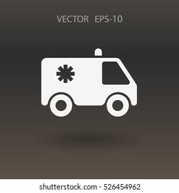Flat  icon of ambulance vector illustration