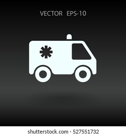 Flat  icon of ambulance vector illustration