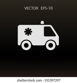 Flat  icon of ambulance vector illustration