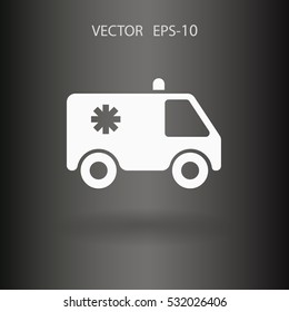 Flat  icon of ambulance vector illustration