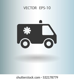 Icono plano de la ilustración del vector de ambulancia