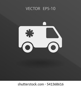 Flat  icon of ambulance vector illustration