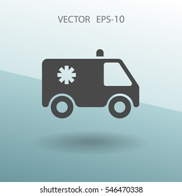 Flat  icon of ambulance vector illustration