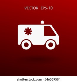 Flat  icon of ambulance vector illustration