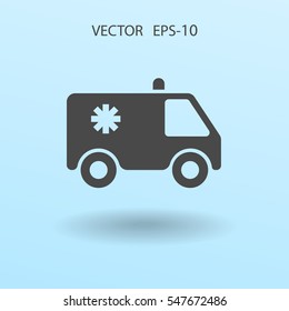 Icono plano de la ilustración del vector de ambulancia