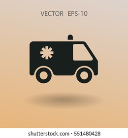 Flat  icon of ambulance vector illustration
