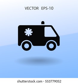 Flat  icon of ambulance vector illustration