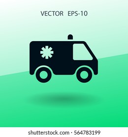 Flat  icon of ambulance vector illustration