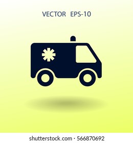 Flat  icon of ambulance vector illustration
